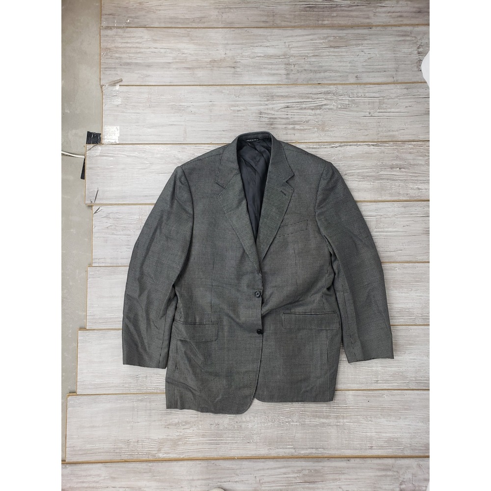 Canali Mens Micro Check Two Button Blazer Jacket Grey Black Checkered Pattern - Picture 1 of 16